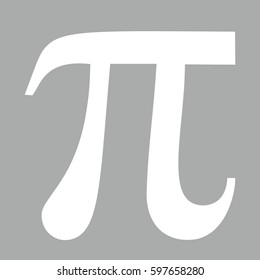 White large Pi vector icon. Gray background