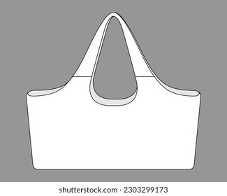 White large shoulder tote bag template on white background, vector file