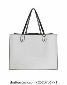 White Large Tote Bag, Fashionable Woman Tote Bag, Bags Design Isolated In White Background, Realistic Fashion Vector