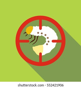 White larva icon. Flat illustration of white larva vector icon for web