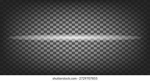 Feixes de laser brancos isolados sobre fundo preto. Efeito de luz abstrata. Flash de lente azul. Raios horizontais brilhando no escuro. Velocidade ​ ​ilustração vetorial. estrada.	
