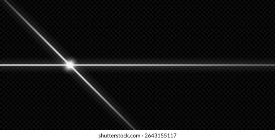 White laser light beam with radial glow and sparkle effect on dark background. Shiny halo and energy ray projection create a magical aura. Perfect for futuristic or power themed vector designs.