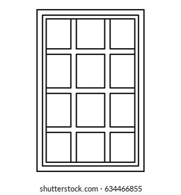 White latticed rectangle window icon in outline style isolated vector illustration