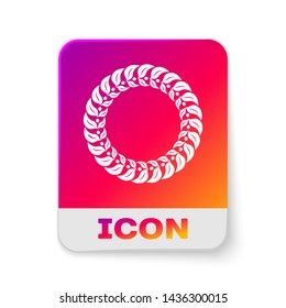 White Laurel wreath icon isolated on white background. Triumph symbol. Rectangle color button. Vector Illustration