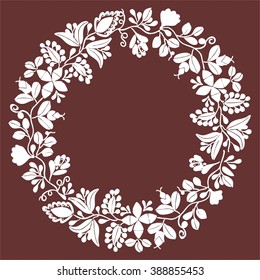 White laurel wreath white vector frame isolated on blue background