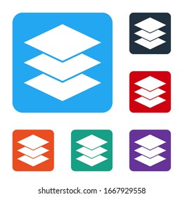 White Layers icon isolated on white background. Set icons in color square buttons. Vector Illustration