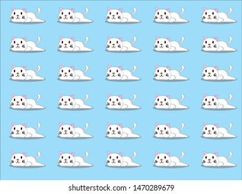 white lazy cat sleep background