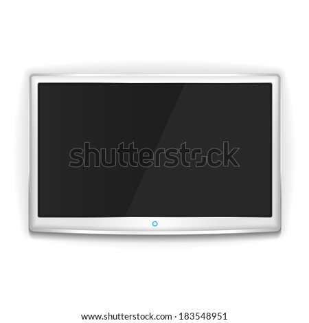 White LCD TV with metallic frame and blank screen, vector eps10 illustration