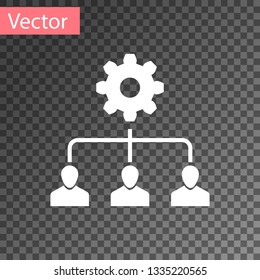 White Lead management icon isolated on transparent background. Vector Illustration