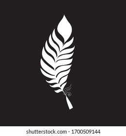 white leaf in black background