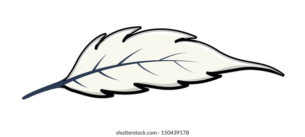 White Leaf - Cartoon Vector Illustration