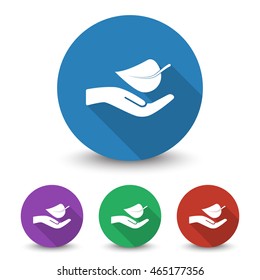 White Leaf In Hand icon in different colors set