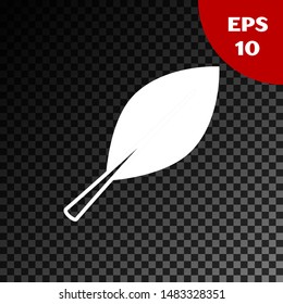 White Leaf icon isolated on transparent dark background. Fresh natural product symbol.  Vector Illustration