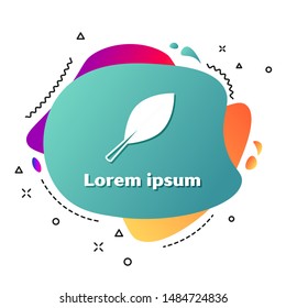 White Leaf icon isolated on white background. Fresh natural product symbol. Abstract banner with liquid shapes. Vector Illustration