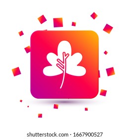 White Leaf icon isolated on white background. Leaves sign. Fresh natural product symbol. Square color button. Vector Illustration