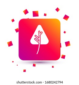 White Leaf icon isolated on white background. Leaves sign. Fresh natural product symbol. Square color button. Vector Illustration