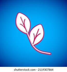 White Leaf icon isolated on blue background. Leaves sign. Fresh natural product symbol.  Vector