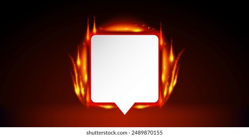 White Leaf on Glowing Fiery Red Background. Vector clip art for your hot project design.