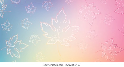 White leaf outlines are subtly embossed on a smooth, pastel gradient background, creating a gentle and airy aesthetic.