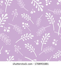 White leafy motifs seamless pattern design