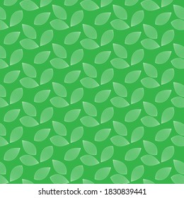 White leafy pattern with green background. Vector eps 10.