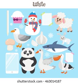 White. Learn the color. Education set. Illustration of primary colors. Vector illustration