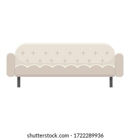 White leather comfortable sofa icon. Cartoon of white leather comfortable sofa vector icon for web design isolated on white background