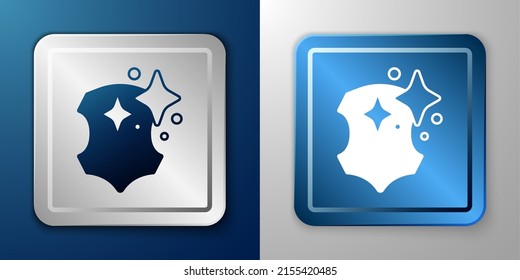 White Leather icon isolated on blue and grey background. Silver and blue square button. Vector