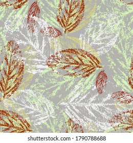 white leaves on grеy background vector pattern autumn leaves background abstract floral pattern Ornament for wrapping, wallpaper, tiles