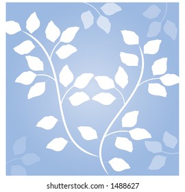 white leaves on blue gradient