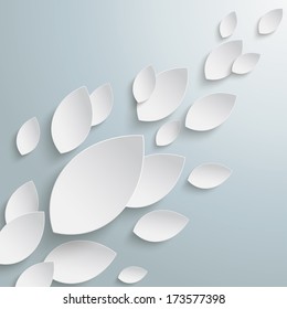 White leaves on the grey background. Eps 10 vector file.