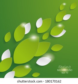 White leaves on the grey background. Eps 10 vector file.
