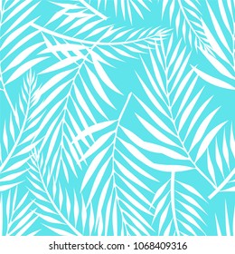 White leaves pattern on blue