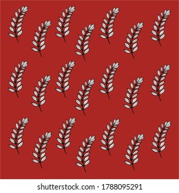 White leaves red background pattern colorful print