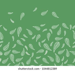 White leaves silhouettes in a green background