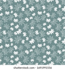 white leaves silhouettes seamless pattern