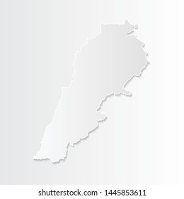 White Lebanon map-countries. Vector paper map of Lebanon on a gray background. Vector illustration.