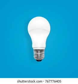 White LED bulb on blue background.vector illustration