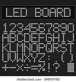 White LED digital font display on black background