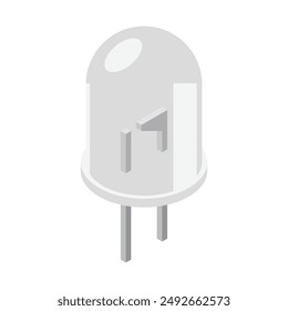 White led isometric icon. LED semiconductor composition. Light emitting diode. Electronic component icon in isometric style