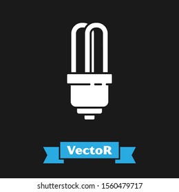 White LED light bulb icon isolated on black background. Economical LED illuminated lightbulb. Save energy lamp.  Vector Illustration