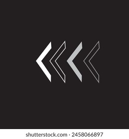 white left arrow illustration on a black background