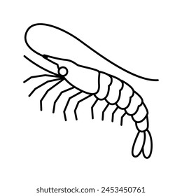 White Leg Shrimp Line Symbol Vektorgrafik. White Leg Shrimp Zeichen. Isolierte Kontur Symbol Schwarze Abbildung