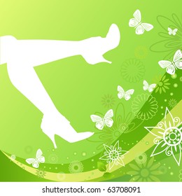 white legs on green. Vector illustration