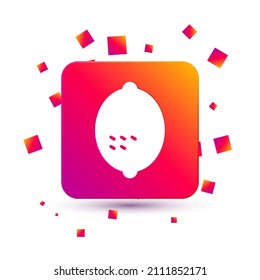 White Lemon icon isolated on white background. Square color button. Vector