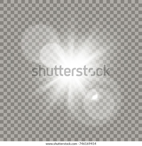 White lens flare effect.\
Transparent halo, glares and particles. Realistic light\
elements.