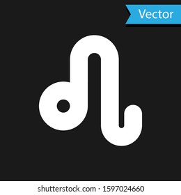 White Leo zodiac sign icon isolated on black background. Astrological horoscope collection.  Vector Illustration