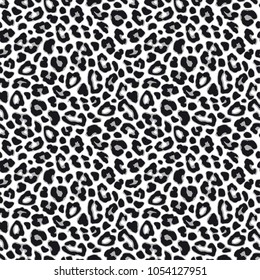 White leopard or  jaguar seamless pattern. Modern animal fabric design. Vector illustration background.