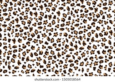 White leopard print seamless pattern with brown and black spots, exotic wild animal fur texture for African style wallpaper or textile decoration, vector illustration
