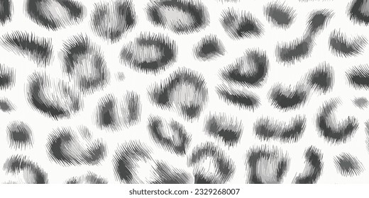 White Leopard Skin Texture Pattern Vector. Seamless Animal Wildlife Skin Pattern. Leopard Fur Camouflage Background.